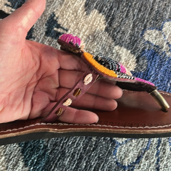 Hand Crafted Colorful Beaded Women's Sandals - Picture 4 of 7